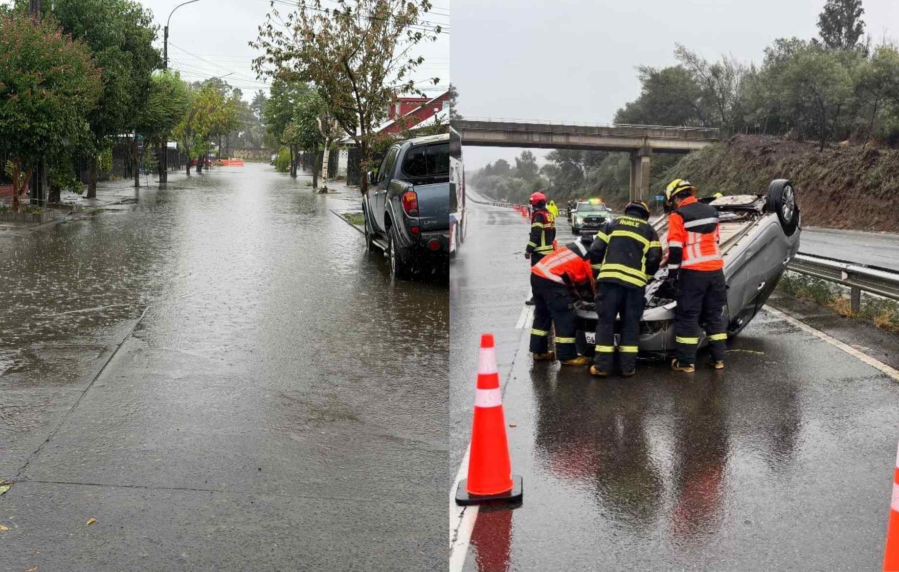 Anegamientos y accidentes de tránsito provoca intenso sistema frontal que se registra en Ñuble
