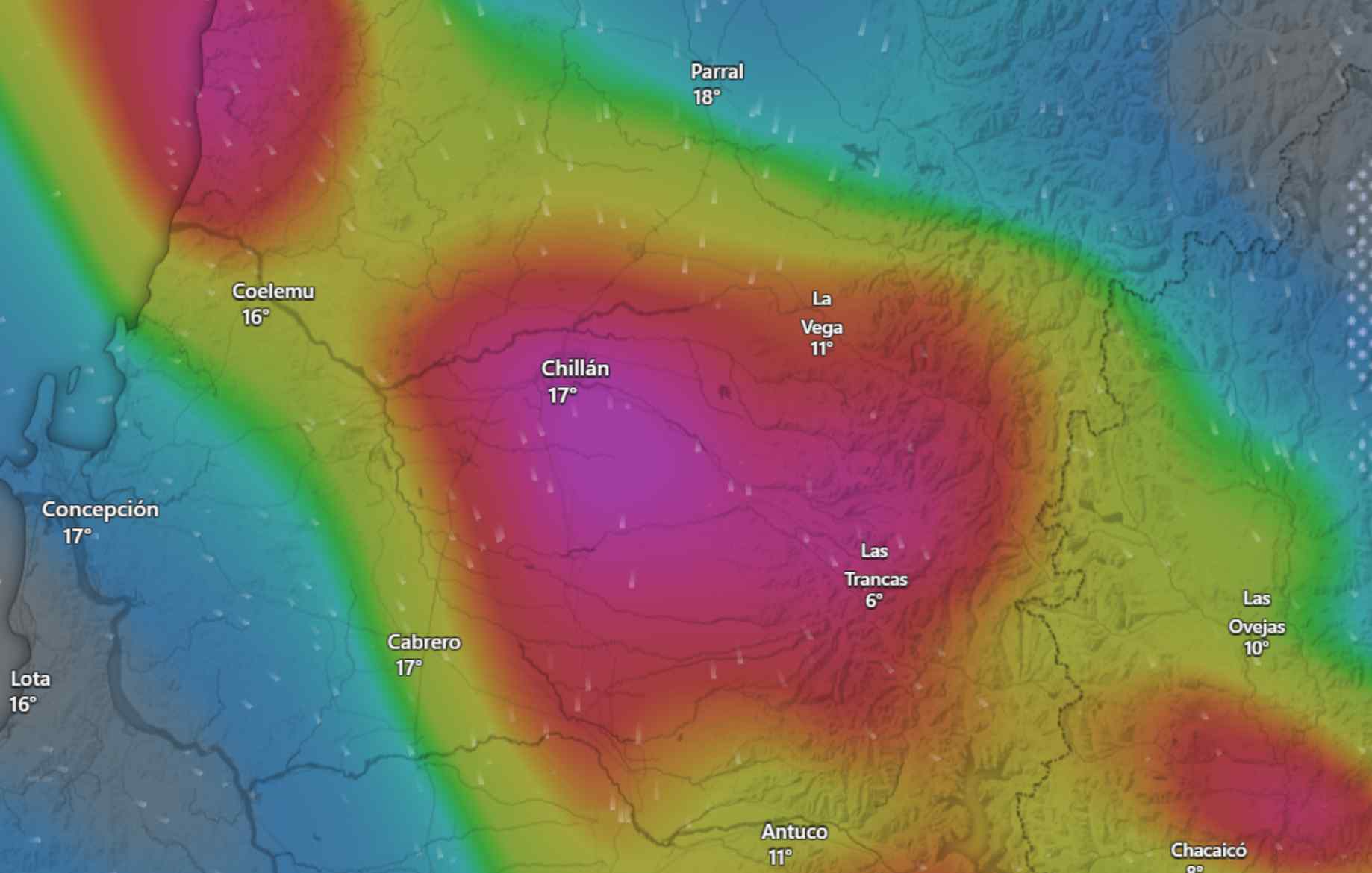 Más de 60 milímetros de lluvia podrían caer esta tarde en Chillán y diferentes comunas de Ñuble