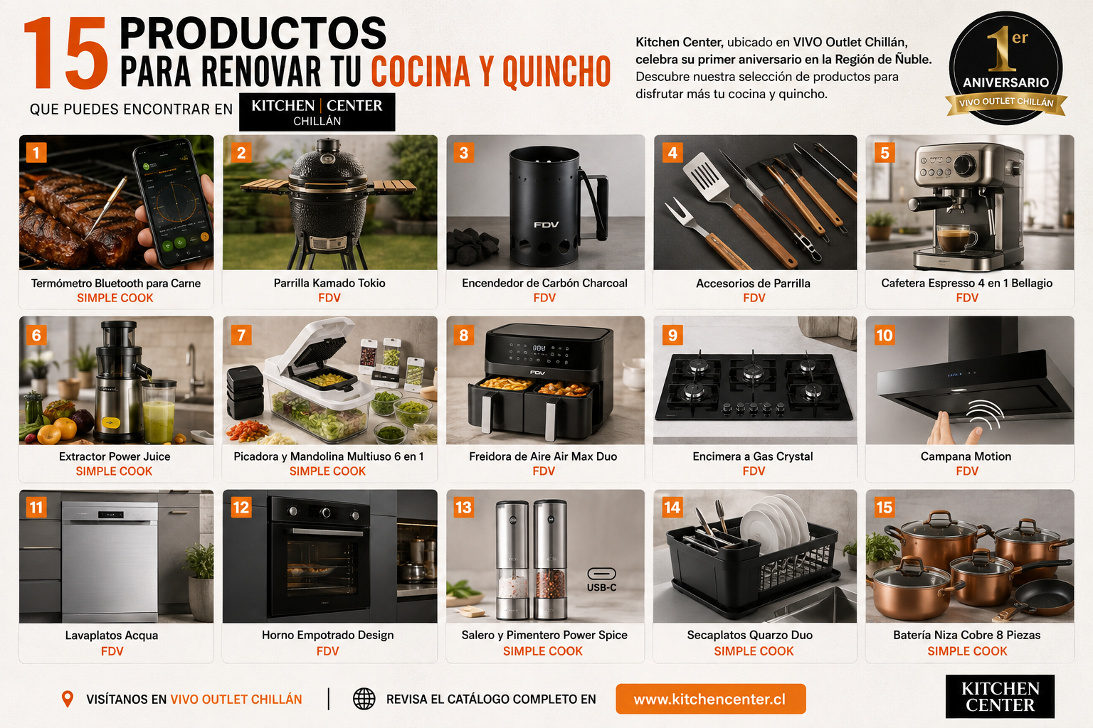 15 productos para renovar tu cocina y quincho que puedes encontrar en Kitchen Center Chillán
